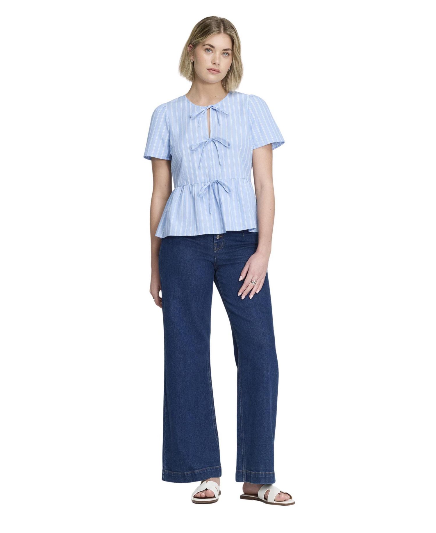 Women's Bridie Peplum Tie-Front Short-Sleeve Blouse