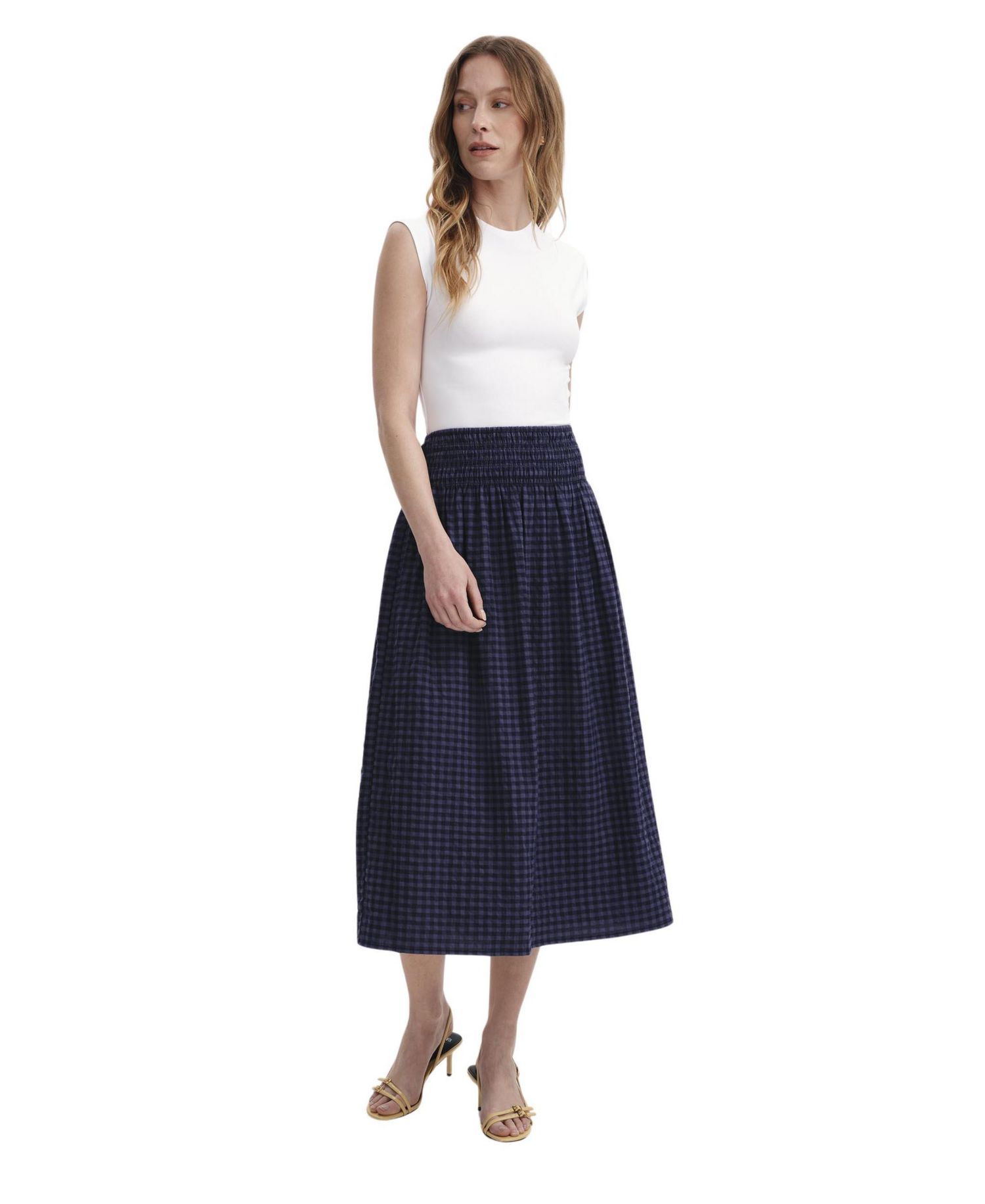 Women's Vanessa Gingham Seersucker Midi Skirt