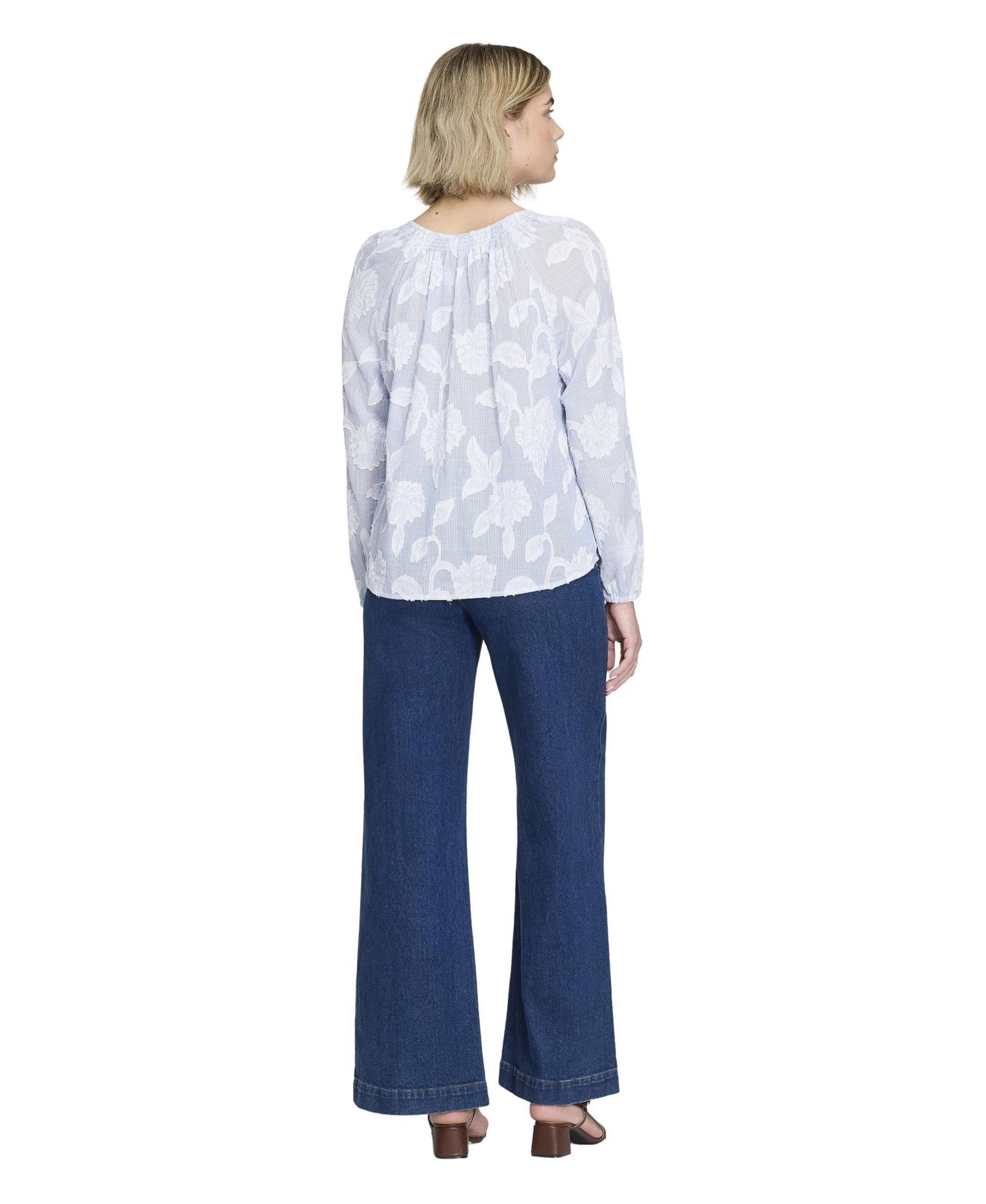 Women's Ivie Floral-Print Button-Through V-Neck Long-Sleeve Blouse