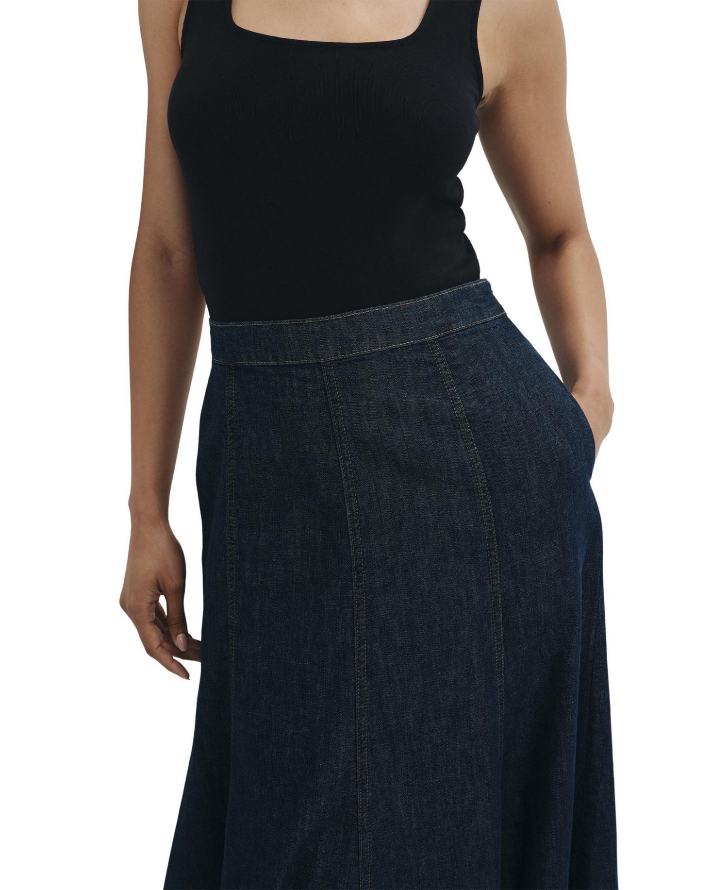 Women's Dana Denim Midi A-Line Skirt