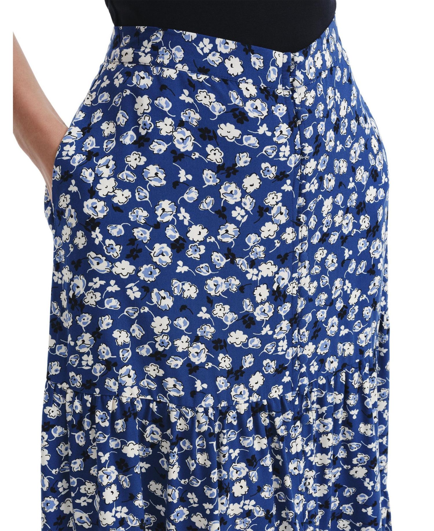 Women's Isla Tiered Floral-Print High-Waisted Midi Skirt