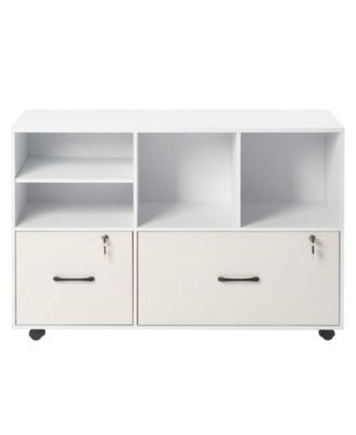 2 Drawer Mobile File Cabinet with Adjustable Storage Shelves