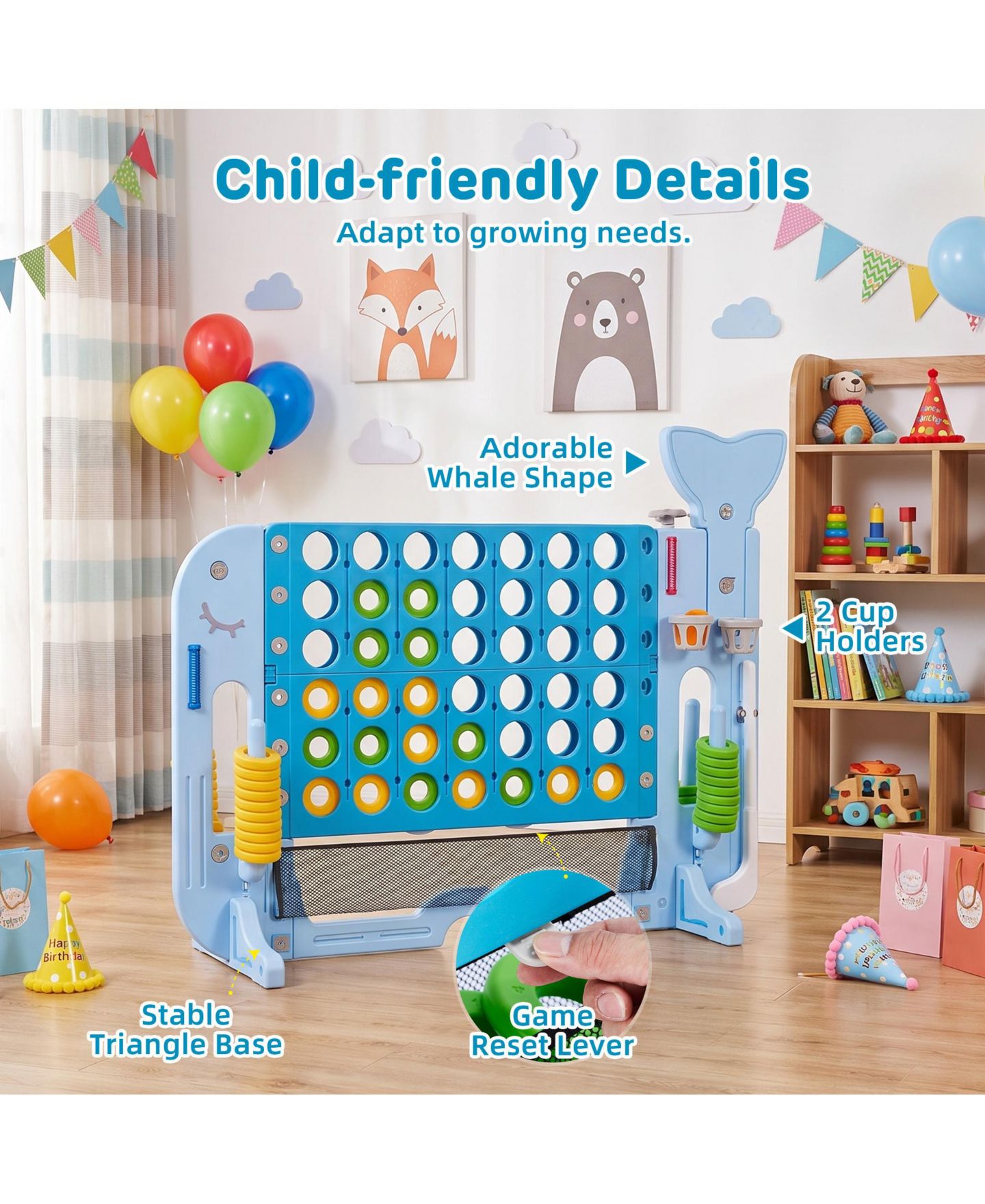 Детские игрушки SUGIFT 4-in-1 Connect Game, Adjustable-Height Outdoor Toy Set, 52.4"H x 18.5"W, Ages 3+, цвет: Синий — фото 7