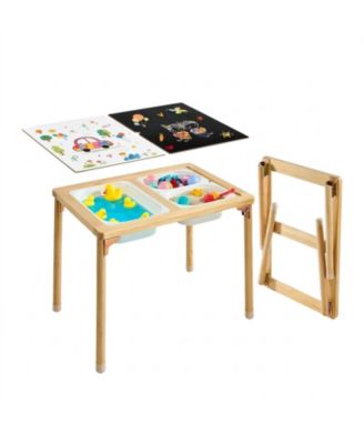 Foldable Double-Sided Sensory Table with 3 Storage Bins, Ages 3+