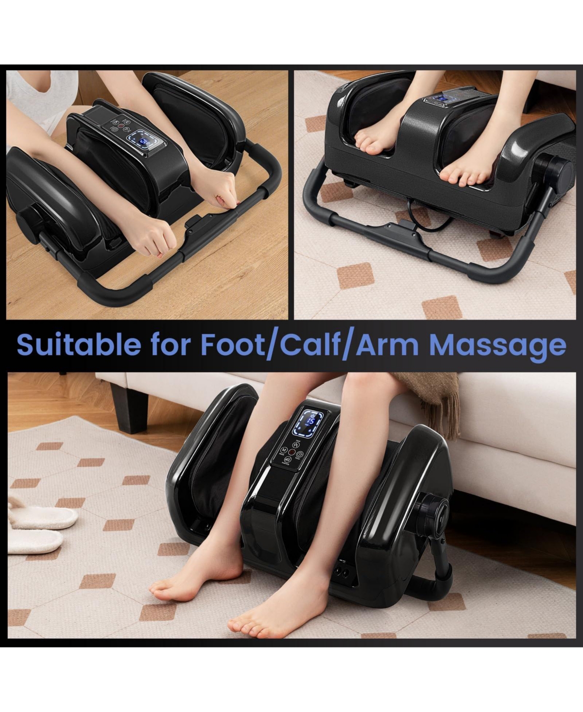 Ecooso Foot and Calf Massager with Heat Shiatsu Deep Kneading Rolling Smart Electric Leg Massager