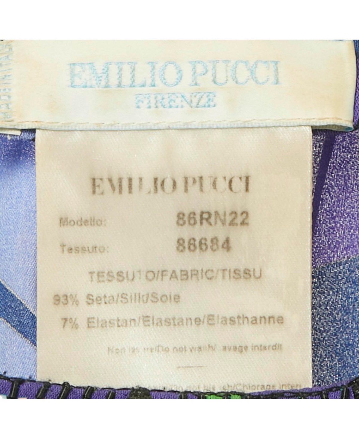 Pre-Owned Emilio Pucci Women's Short-Sleeve Scoop Neck Embellished Silk-Blend Kaftan Tunic Top