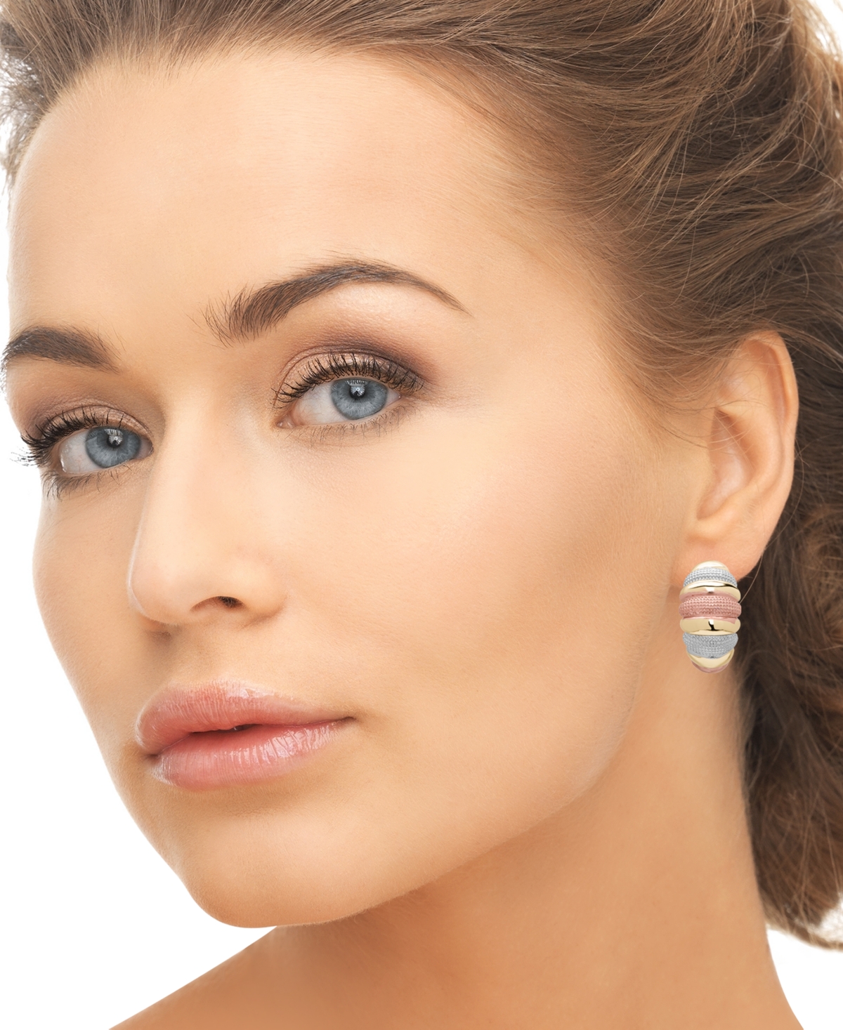 Macy's Tri-Color Graduated Omegaback Hoop Earrings