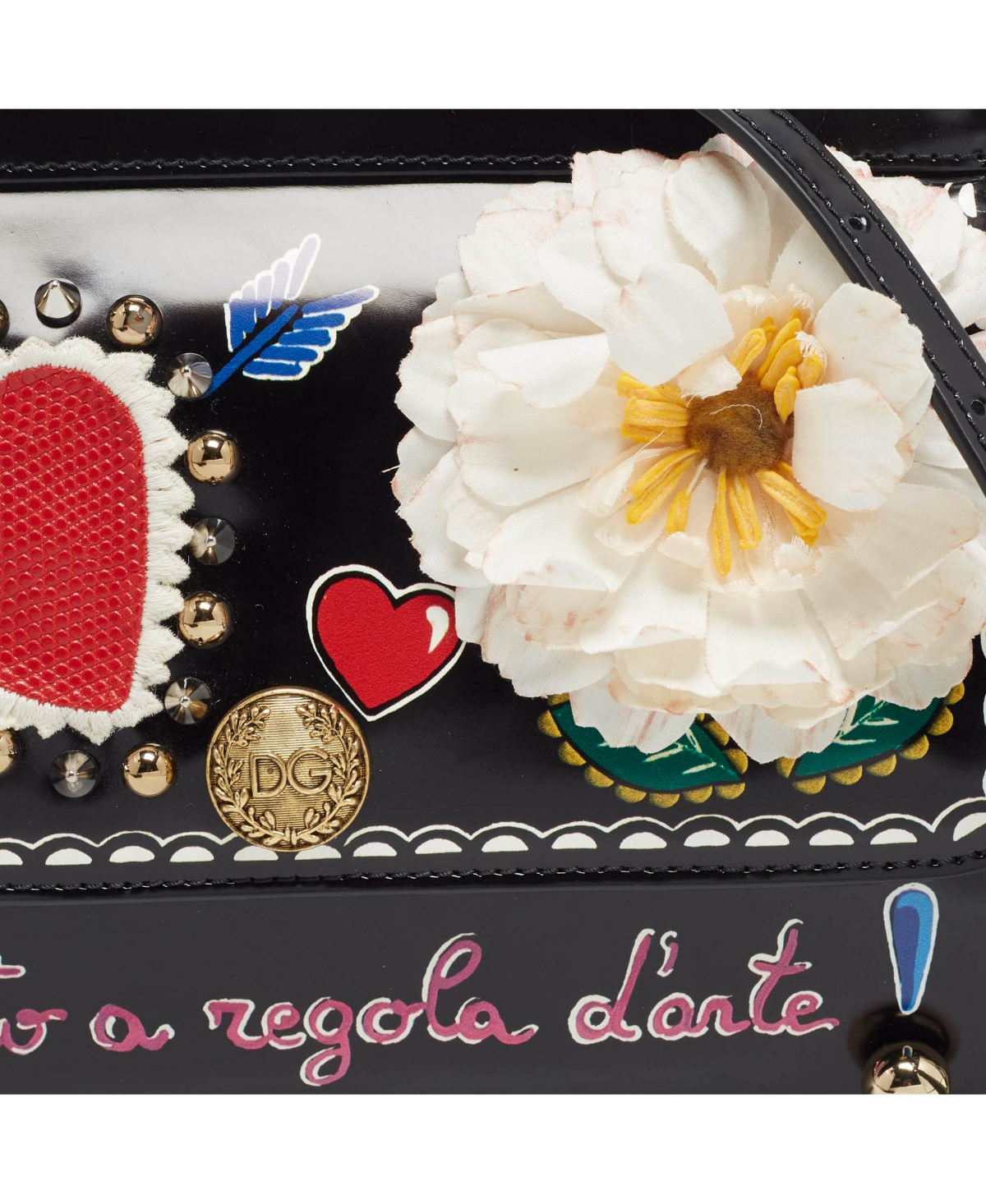 Pre-Owned Dolce & Gabbana Women's Small Miss Sicily Embellished Patent Leather Satchel