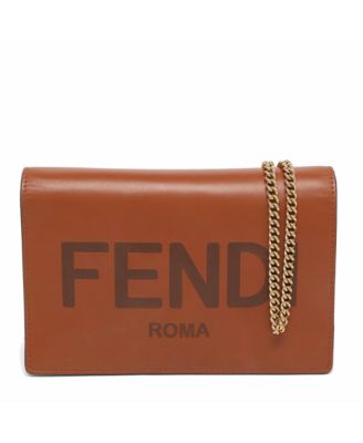 Women's Roma Logo Leather Wallet On Chain