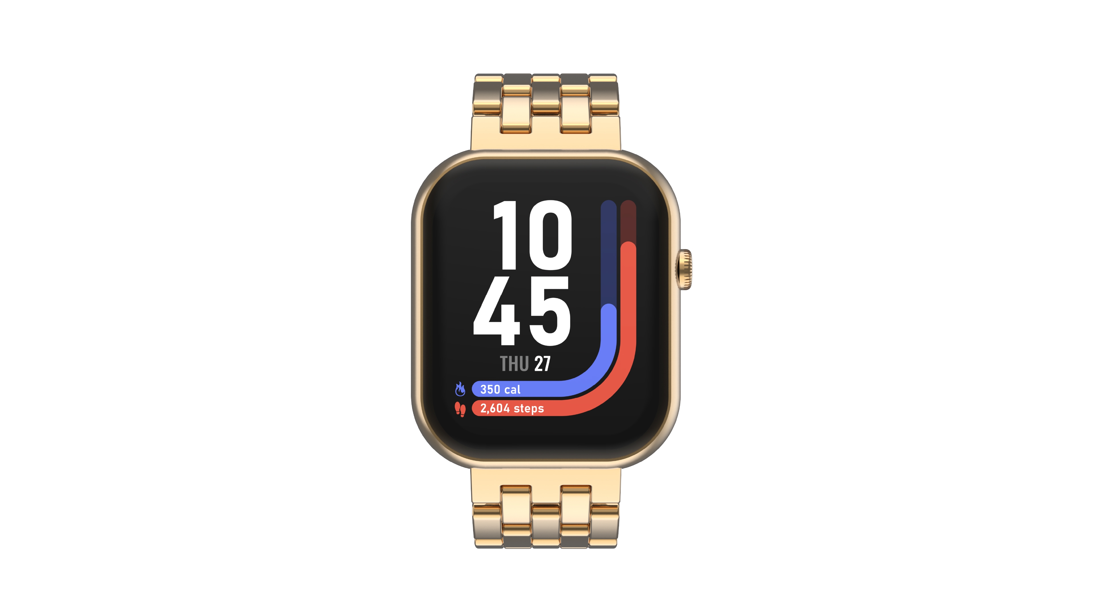 iTouch Unisex Air 5 with Sleep Tracking and Bluetooth Calling Gold-Tone Metal Strap Smartwatch 24mm