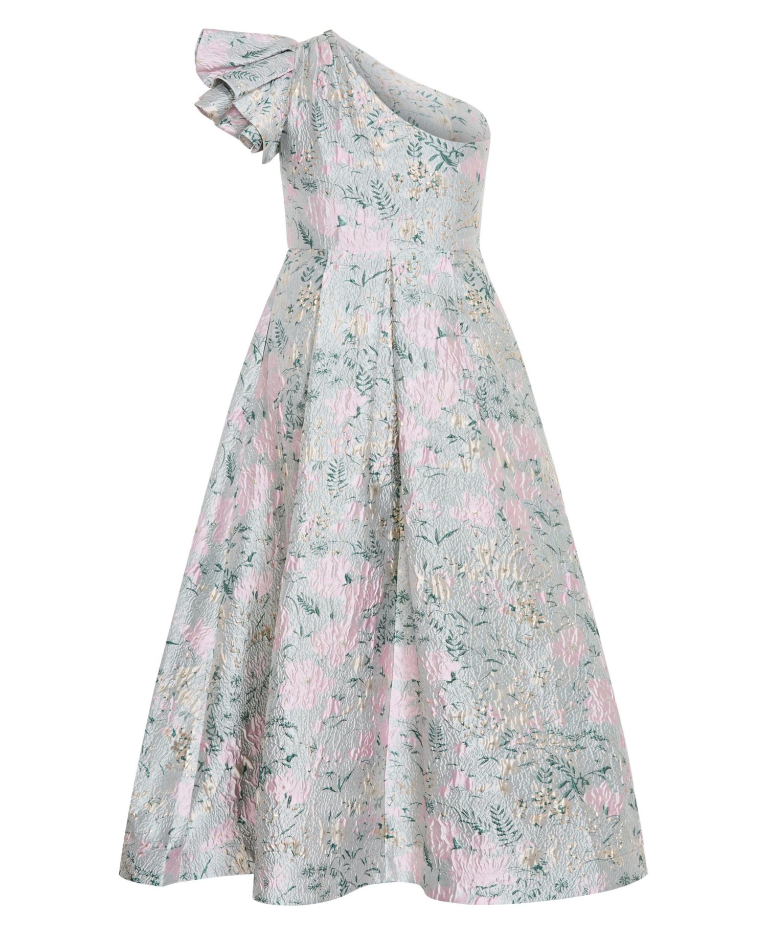 Plus Size Enchanting One-Shoulder Floral A-Line Maxi Dress