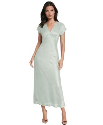 Women's V-Neck Satin Maxi Dress