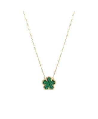 Malachite Single Spring Flower Necklace 14K Gold-Plated Sterling Silver