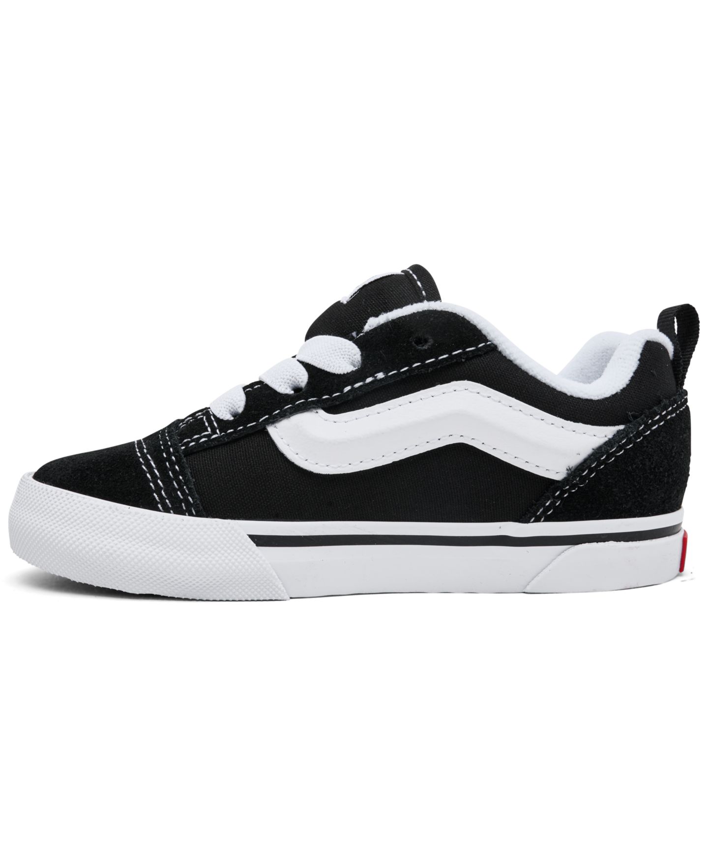 Детские замшевые низкие кеды Vans Knu Skool с мягким языком и воротником, Finish Line, цвет: Чёрный / Белый — фото 3