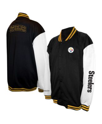 Men's Black Pittsburgh Steelers Big Tall Full-Snap Varsity Jacket