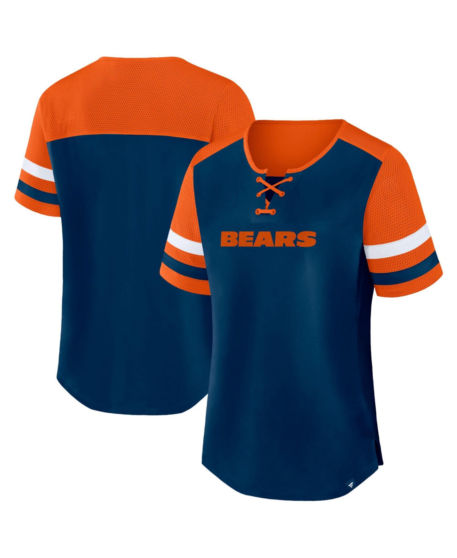 Plus Size Chicago Bears Throwback Curl Route Lace-Up T-Shirt