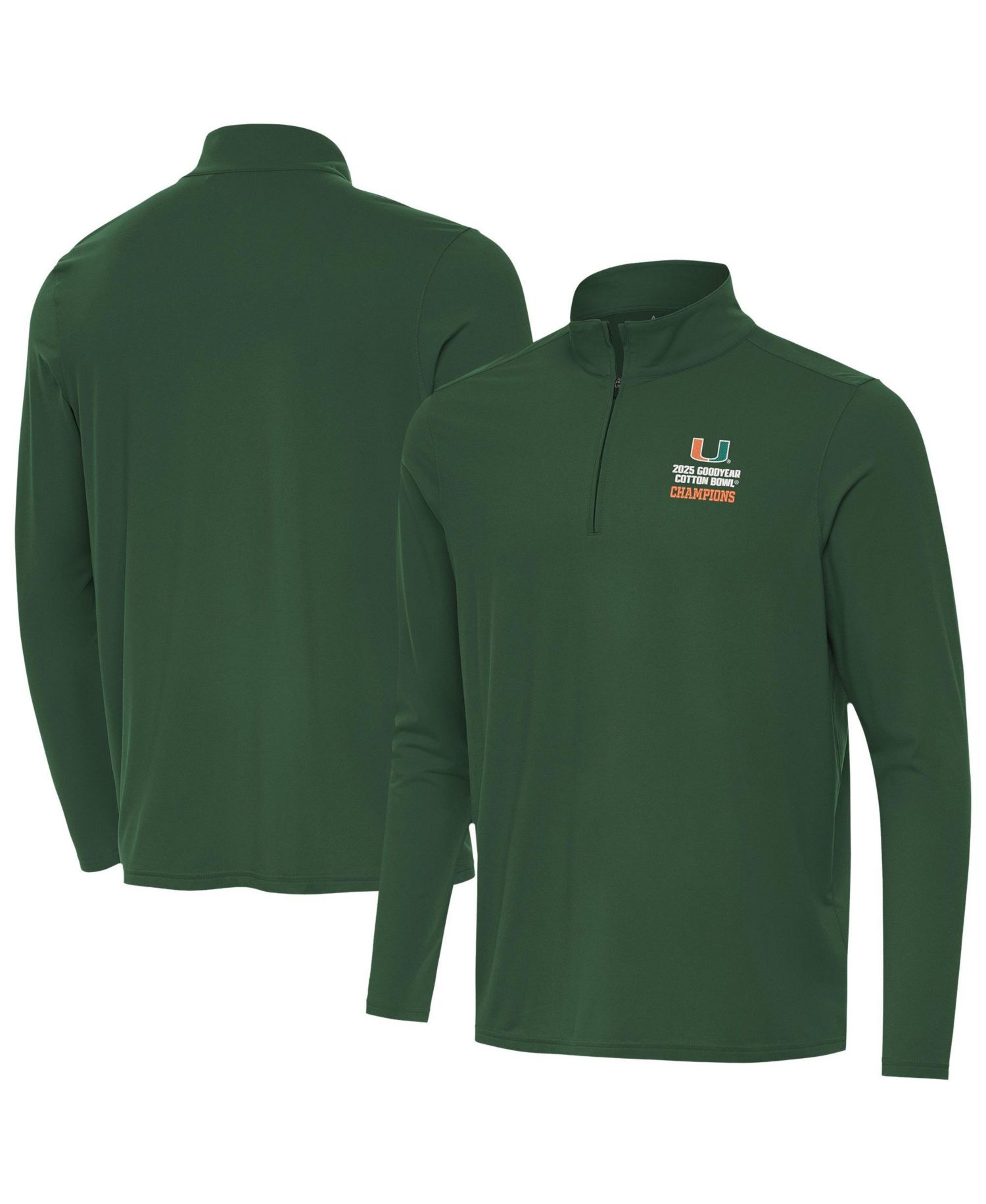 Men's Green Miami Hurricanes College Football Playoff 2025 Cotton Bowl s Intent Quarter-Zip Pullover Jacket