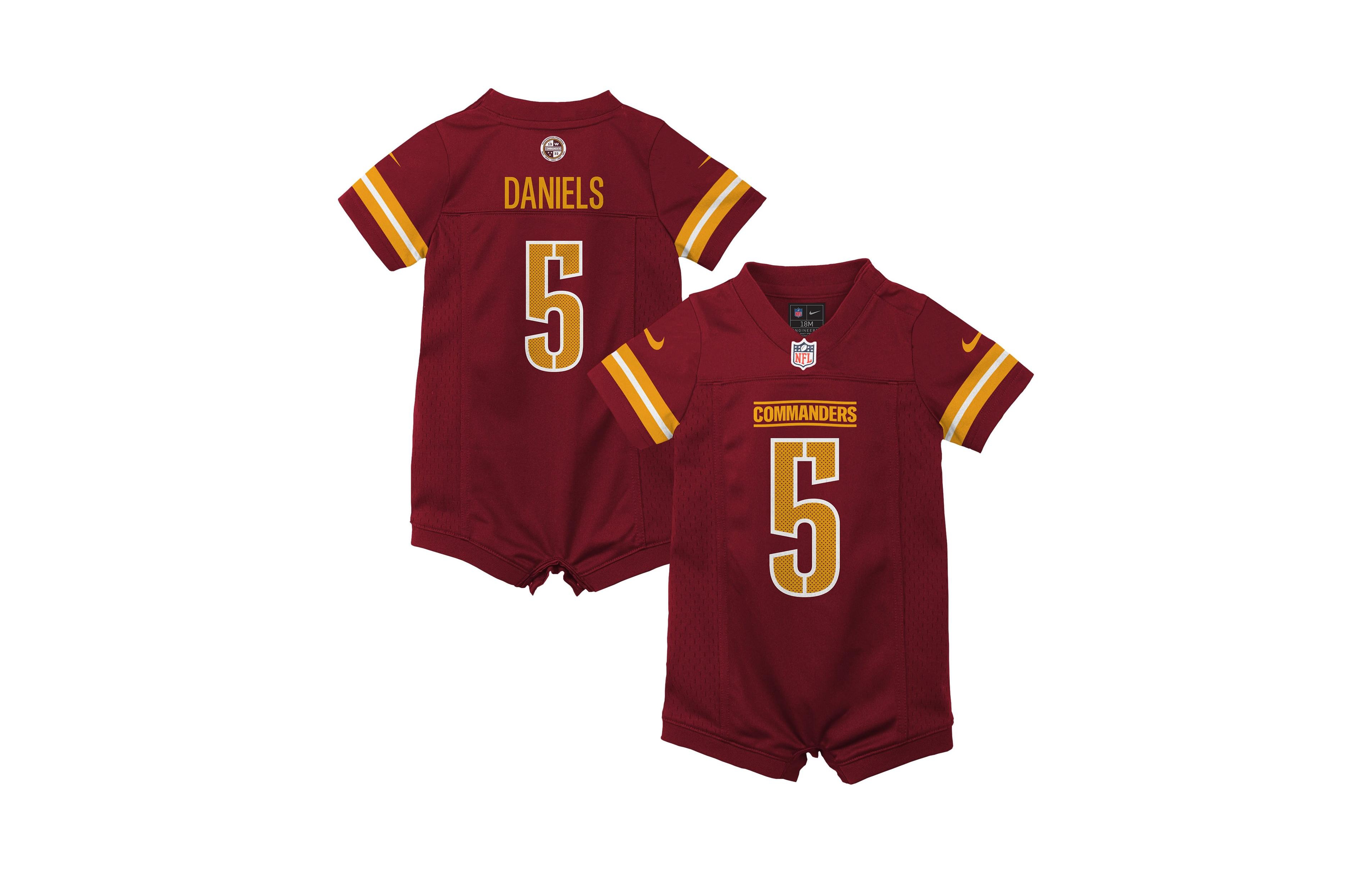 Nike Baby Boys and Girls Jayden Daniels Washington Commanders Short-Sleeve Rib-Knit Romper