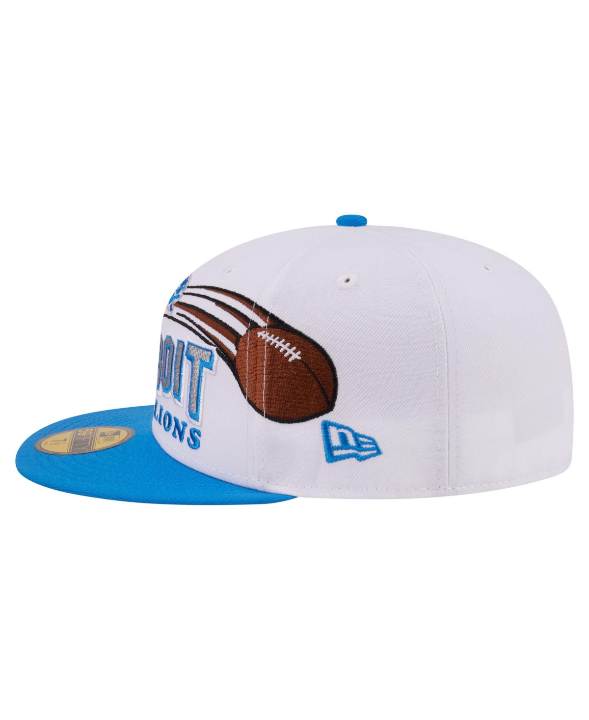 New Era Men's White/Blue Detroit Lions Retro Swoop 59FIFTY Fitted Hat