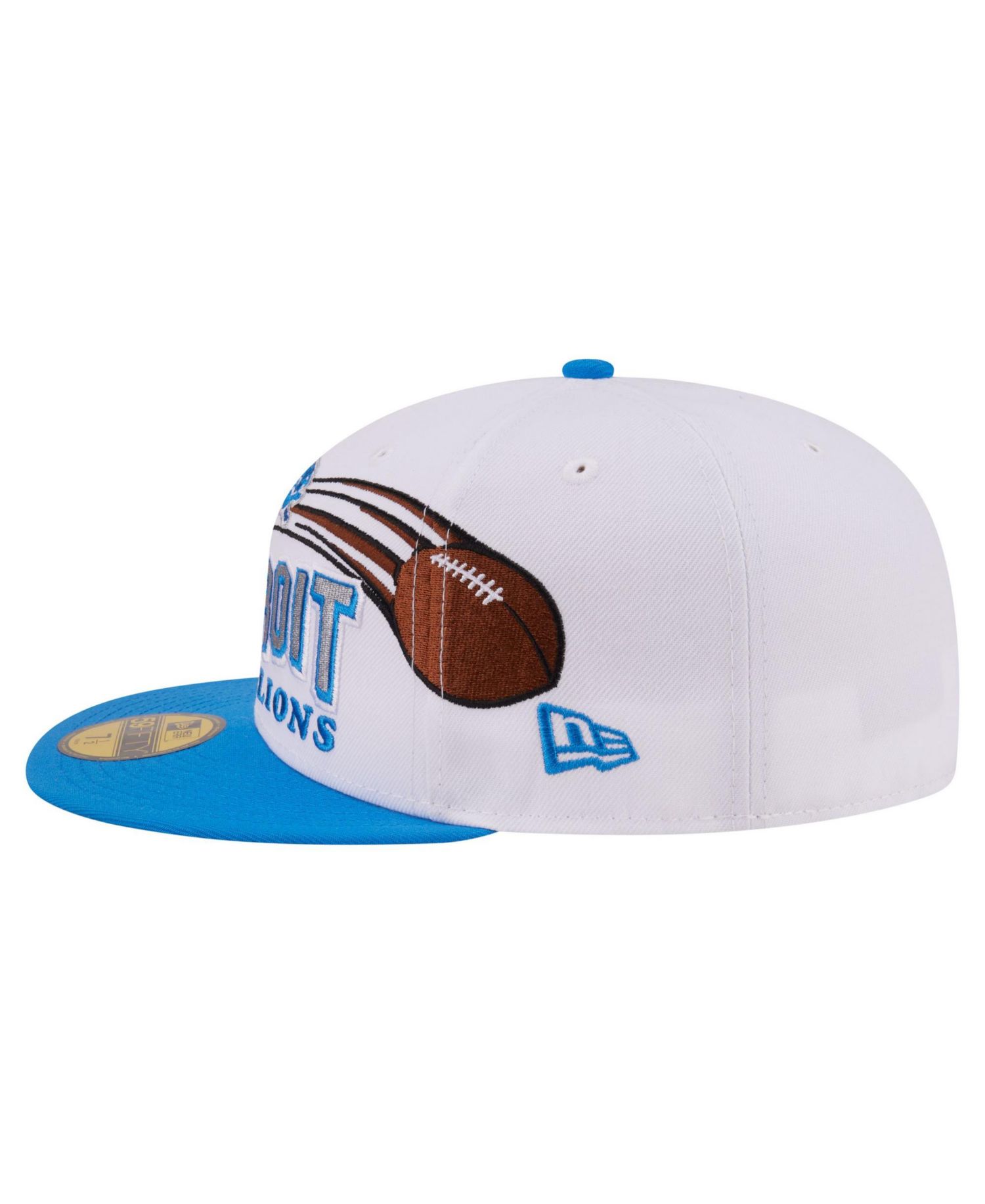 Men's White/Blue Detroit Lions Retro Swoop 59FIFTY Fitted Hat
