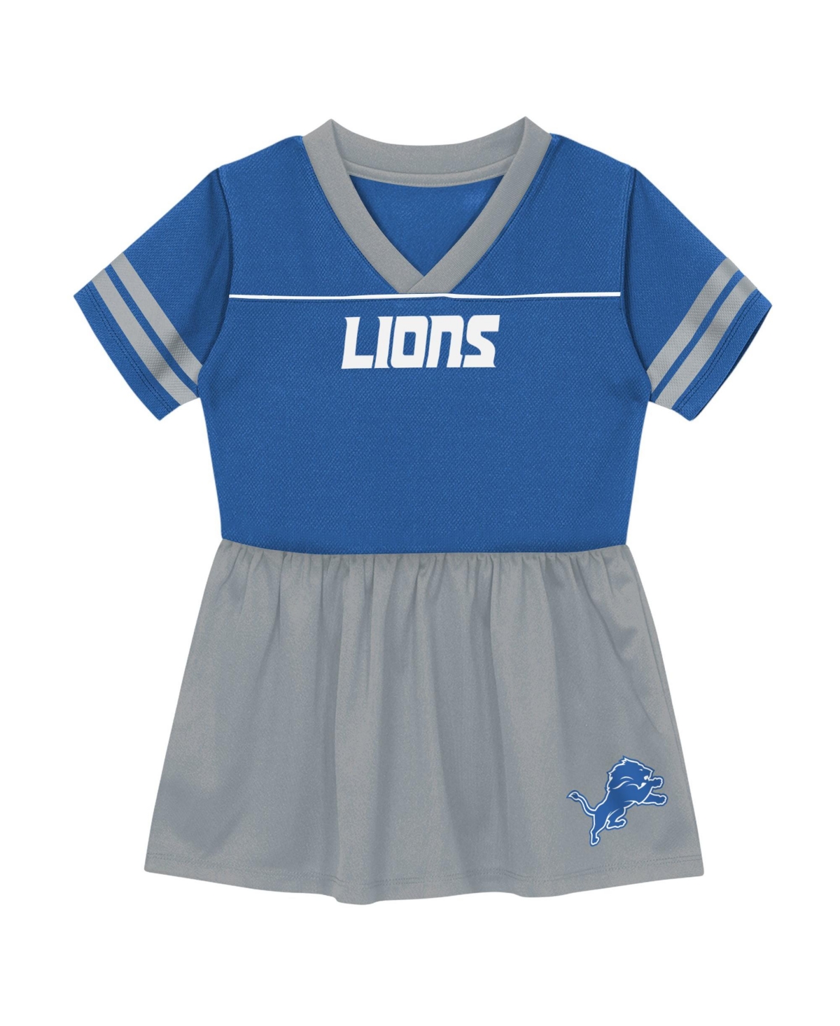 Outerstuff Toddler Girls' 2T-5T Detroit Lions Short-Sleeve V-Neck Fit & Flare Dress