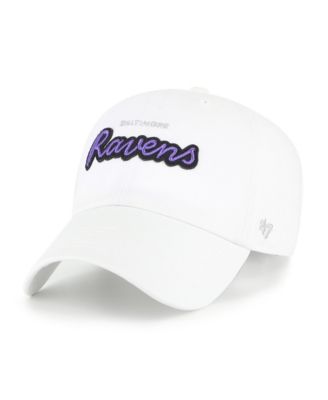 Women's White Baltimore Ravens Trendy Script Clean Up Adjustable Hat