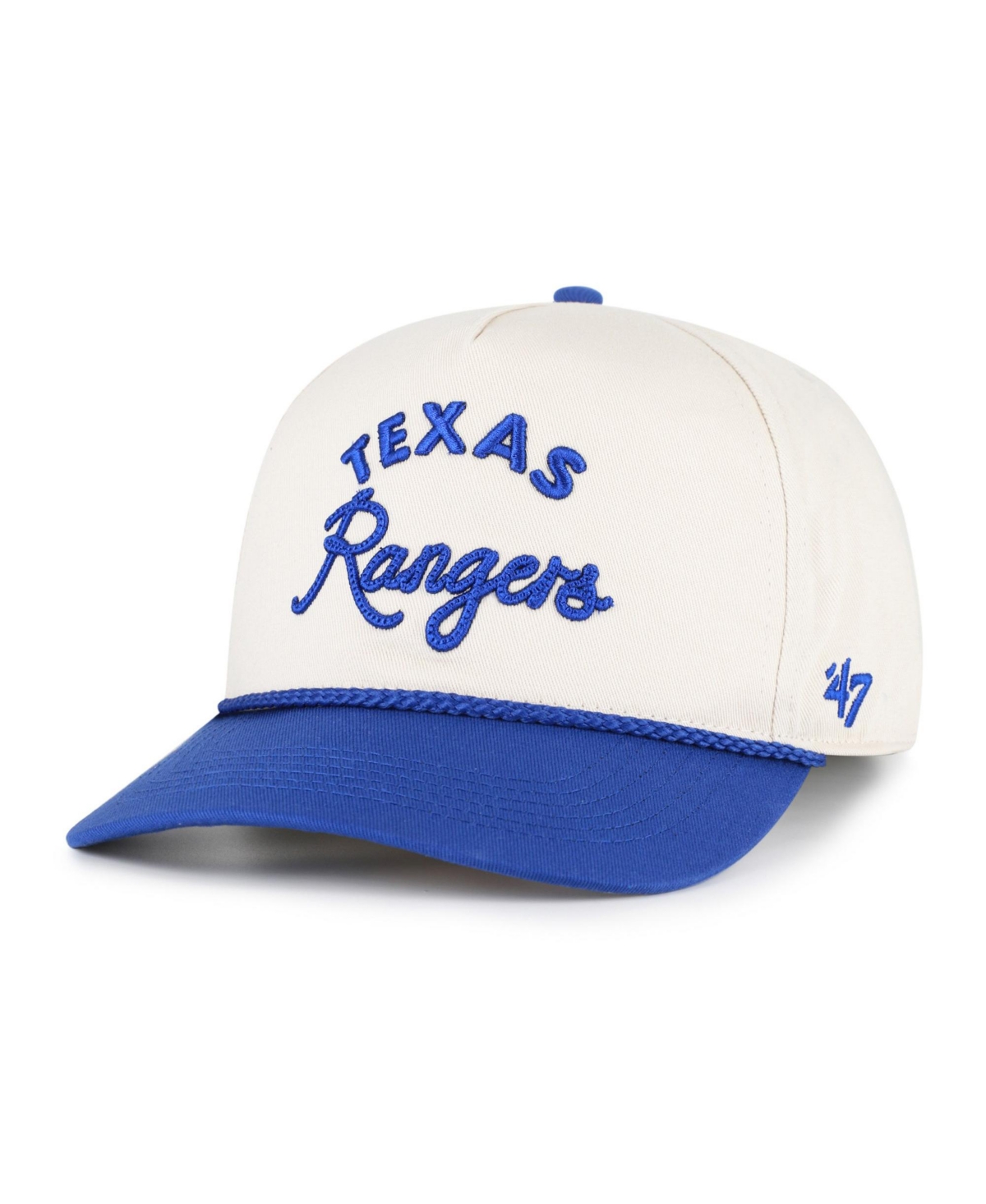 '47 Brand Men's and Women's Natural/Royal Texas Rangers Rope Script Hitch Adjustable Hat