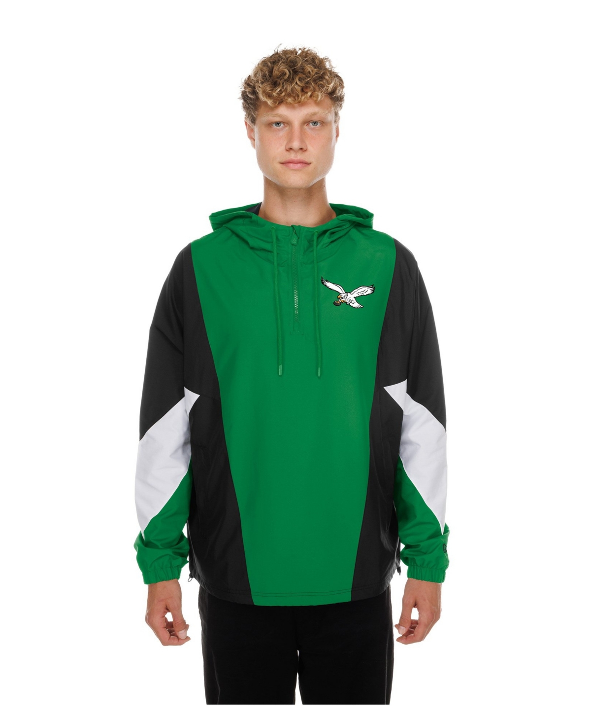 New Era Men's Kelly Green Philadelphia Eagles Quarter-Zip Windbreaker Jacket