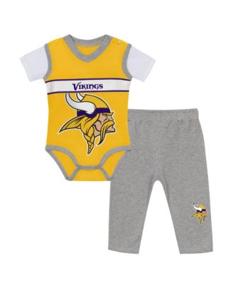Baby Boys and Girls Minnesota Vikings Short-Sleeve Cotton Bodysuit and Pants Set