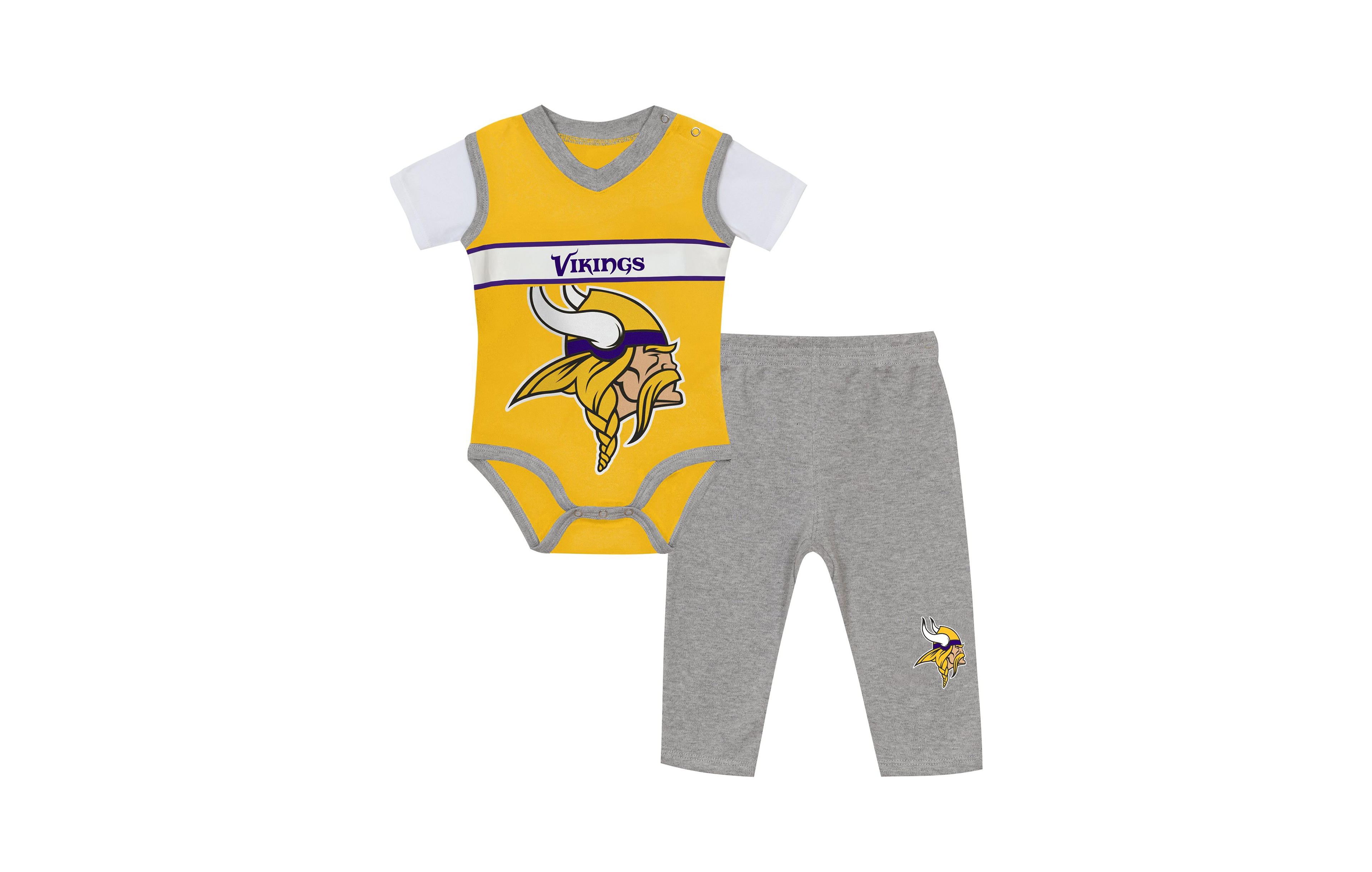 Outerstuff Baby Boys and Girls Minnesota Vikings Short-Sleeve Cotton Bodysuit Pants Set