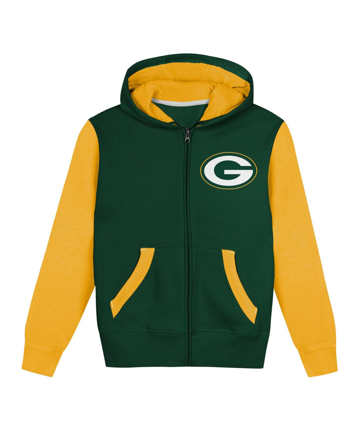 Худи Outerstuff Green Bay Packers Stadium Color Block Full-Zip Fleece-Lined для мальчиков-малышей — фото 3