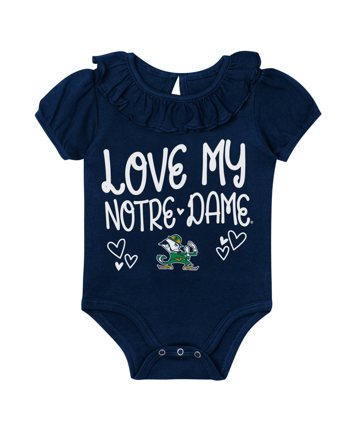 Outerstuff Baby Boys' and Girls' Notre Dame Fighting Irish Playtime Ruffle Short-Sleeve Bodysuit, 2-Piece Set