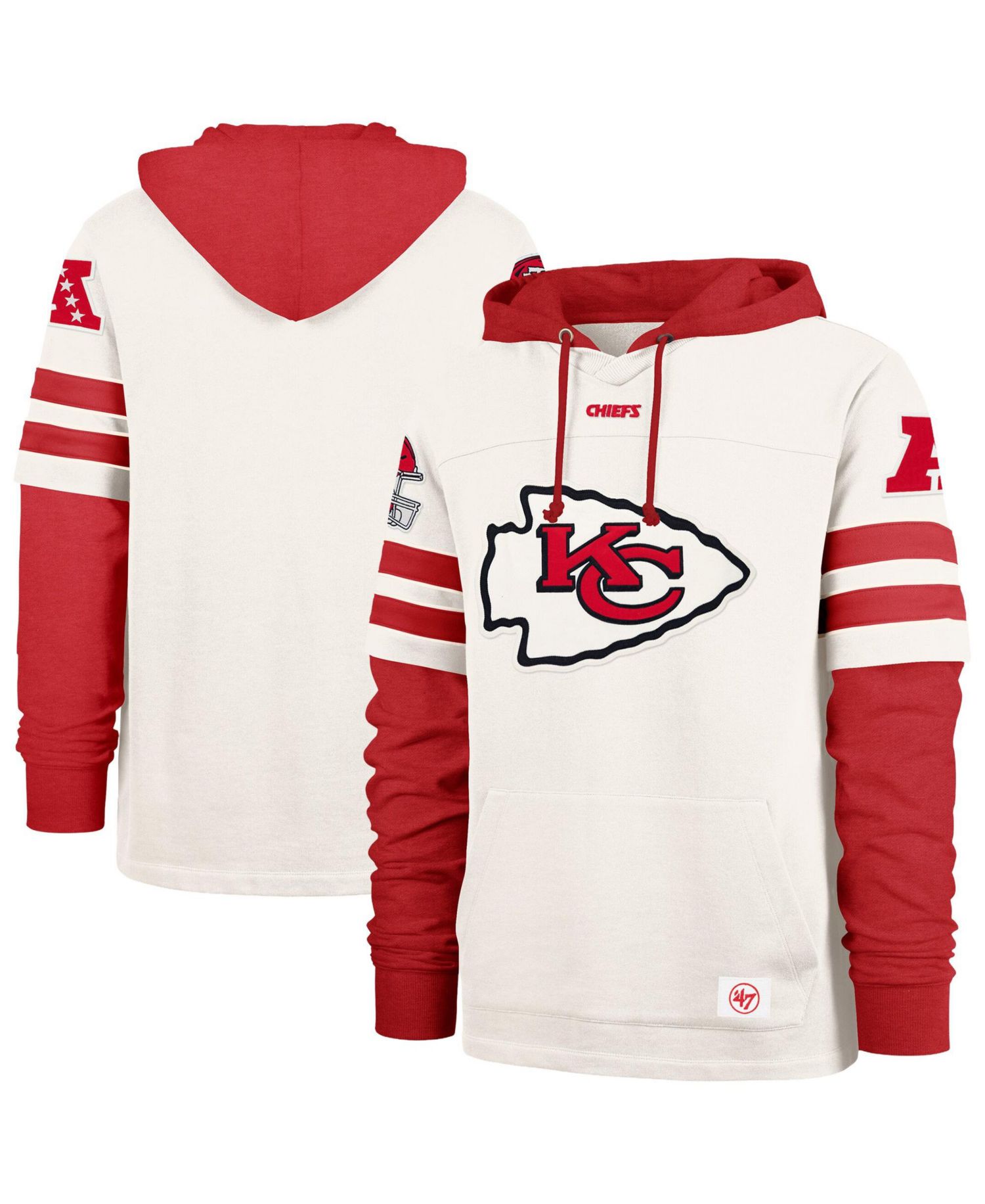 Men's Cream Kansas City Chiefs Split Zone Cornerback Duo Lacer Hoodie