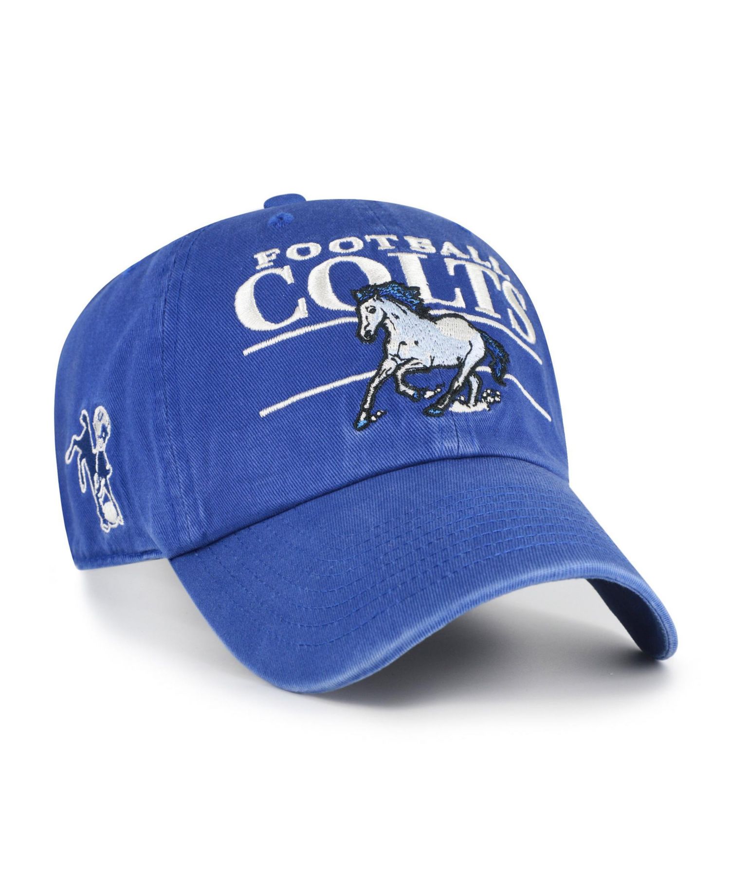 Men's Royal Indianapolis Colts Throwback Graphic Clean Up Adjustable Hat