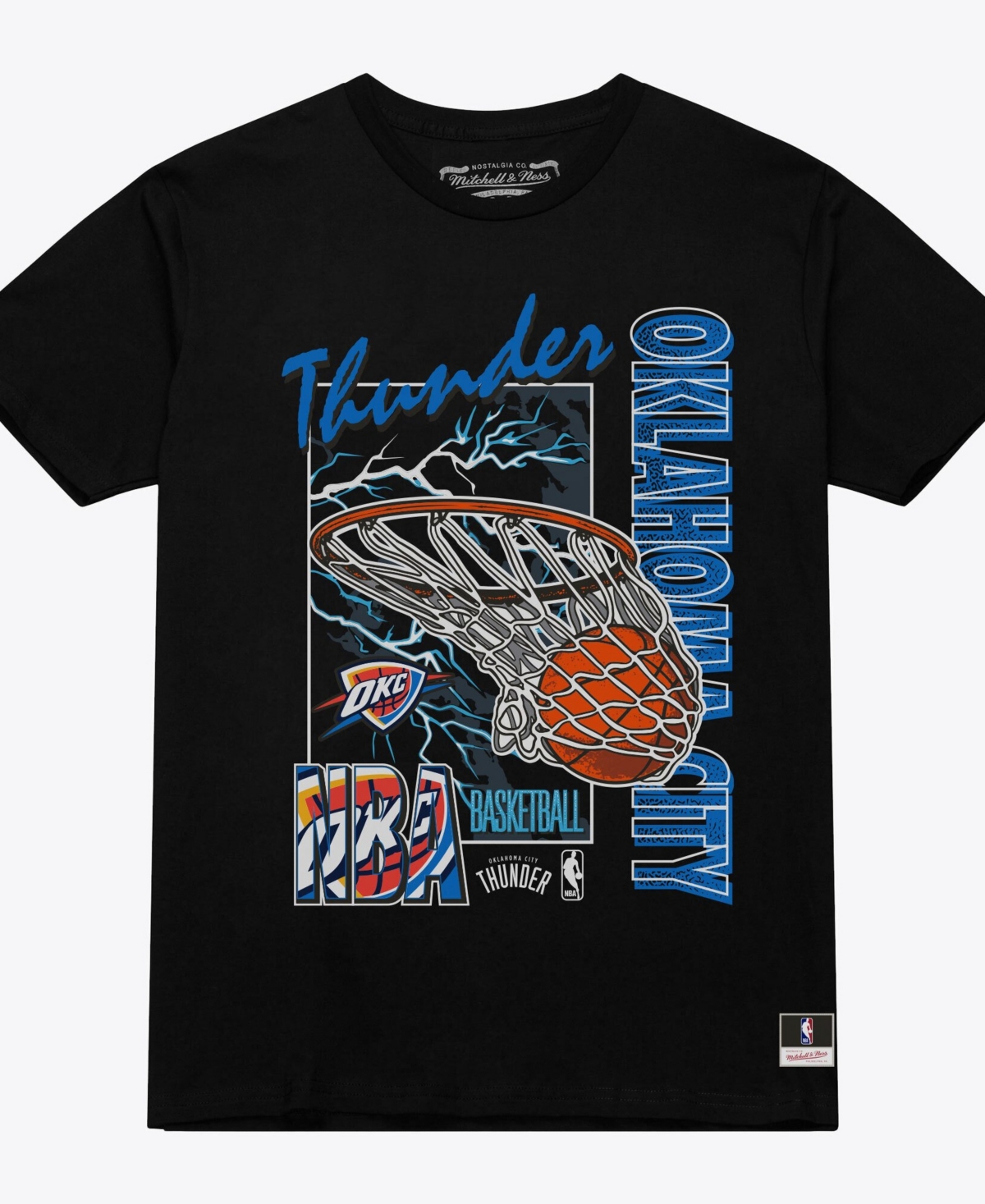 Mitchell & Ness Men's Black Oklahoma City Thunder Lightning Swish T-Shirt