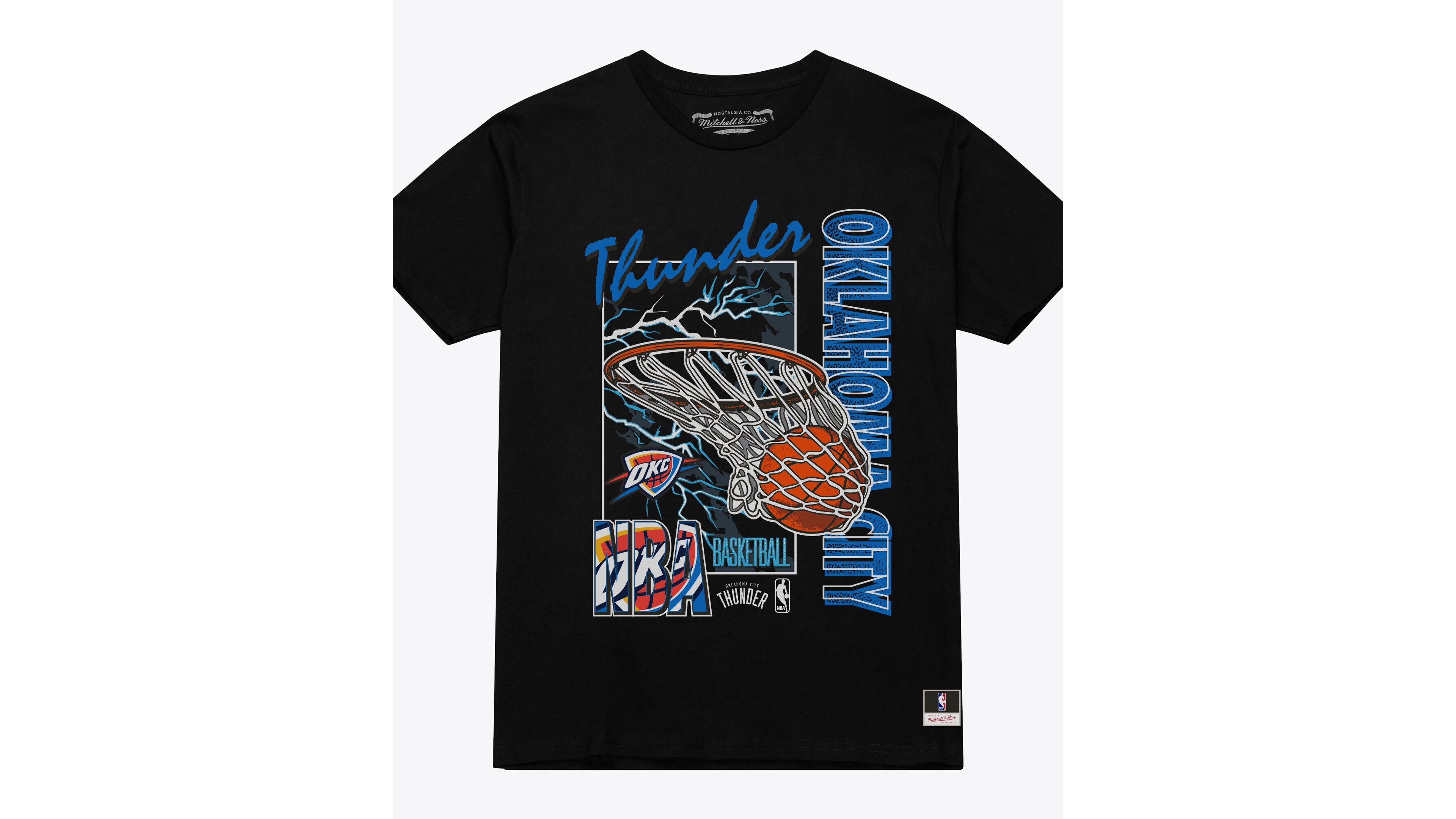 Mitchell & Ness Men's Black Oklahoma City Thunder Lightning Swish T-Shirt