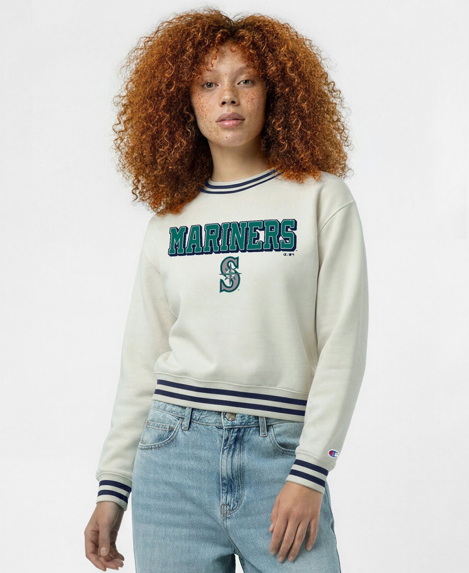 Women's Seattle Mariners Reverse Weave Rib-Knit Sweatshirt