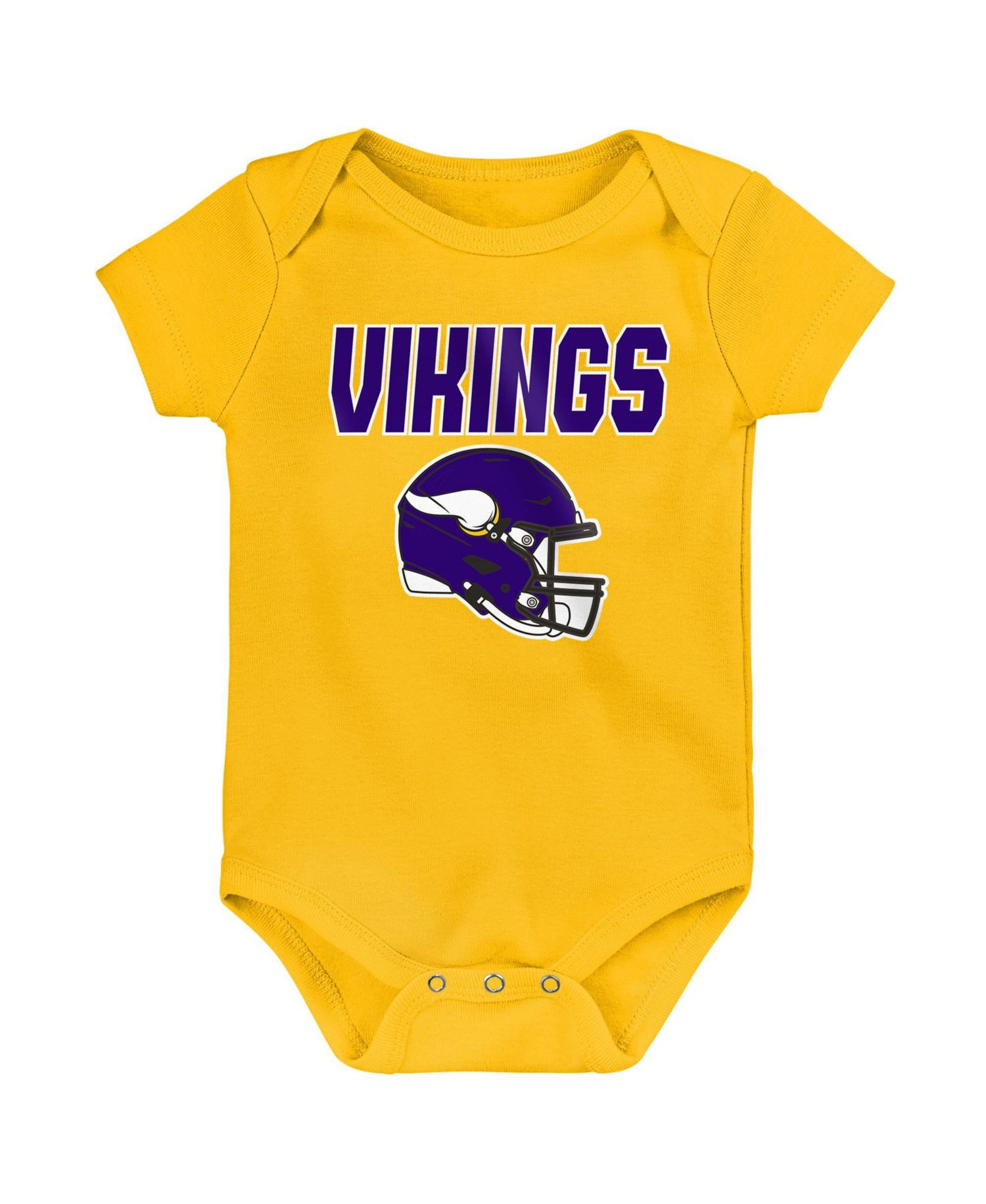 Baby Boys and Girls Minnesota Vikings Littlest Player Short-Sleeve Screen-Print Bodysuit, 3-Pack