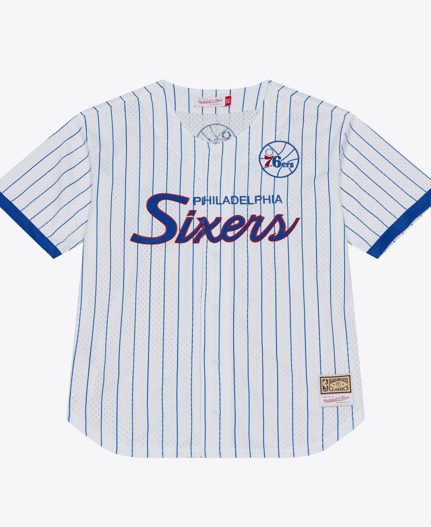 Men's Philadelphia 76ers Head Coach Pinstripe Mesh Full-Button Baseball Jersey