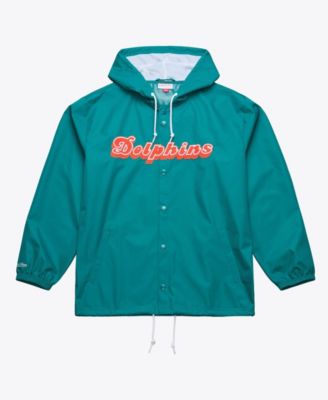 Men's Aqua Miami Dolphins Coaches Full-Snap Hooded Windbreaker Jacket