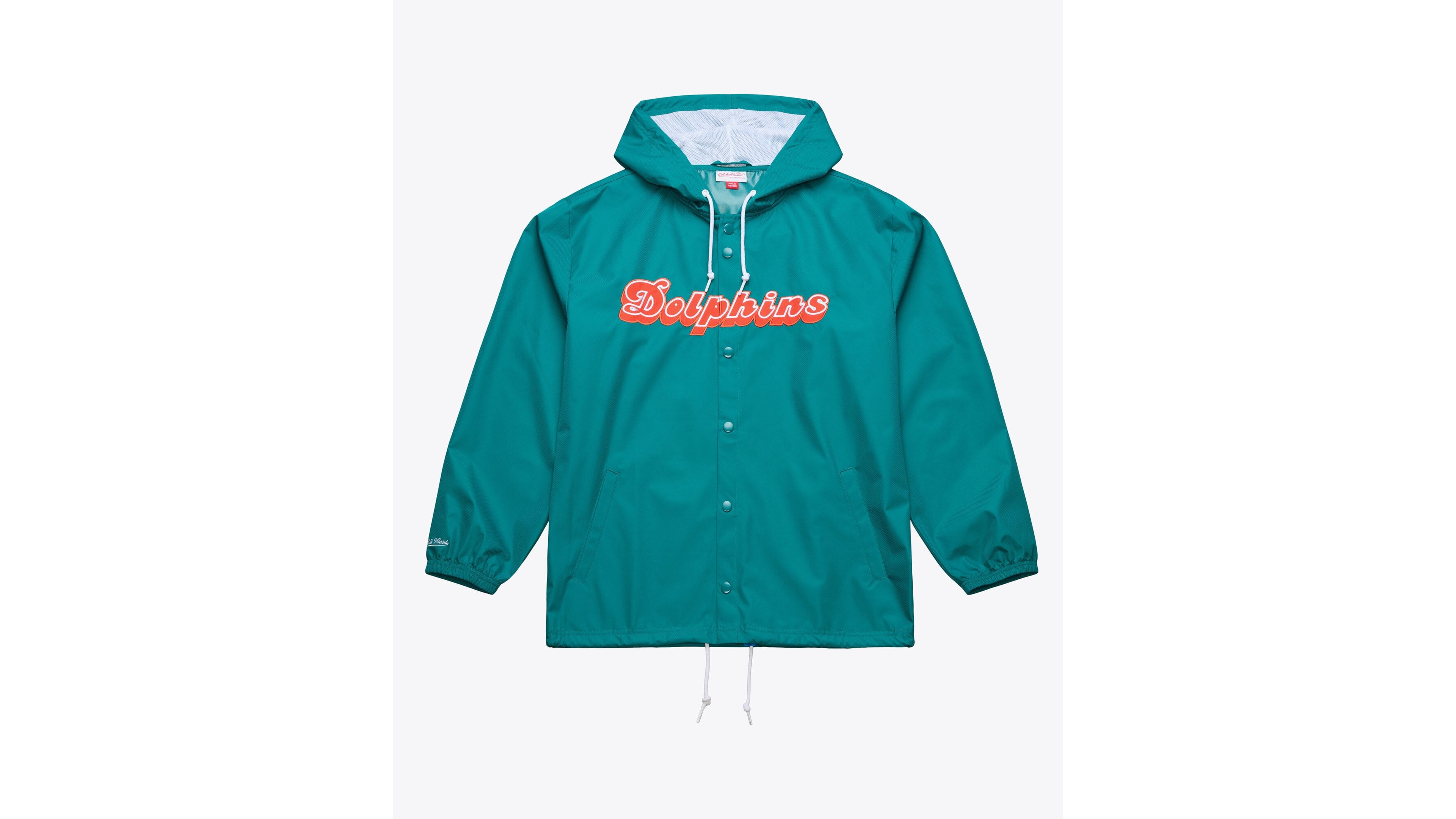 Mitchell & Ness Men's Aqua Miami Dolphins Coaches Full-Snap Hooded Windbreaker Jacket