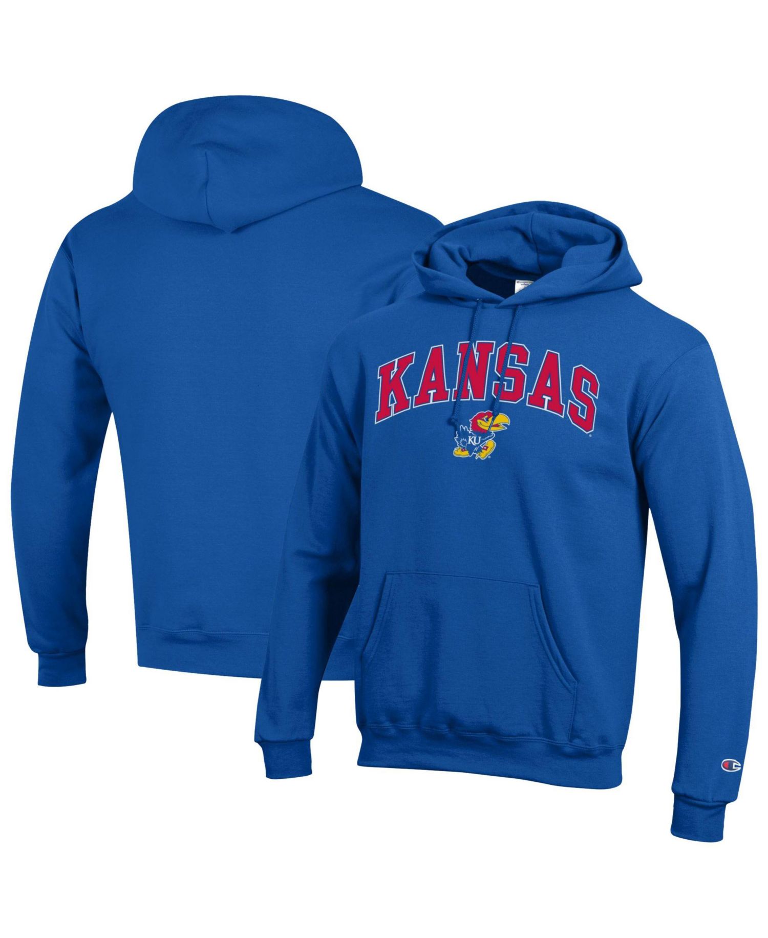 Men's Kansas Jayhawks Arch Over Logo Graphic Fleece-Lined Pullover Hoodie