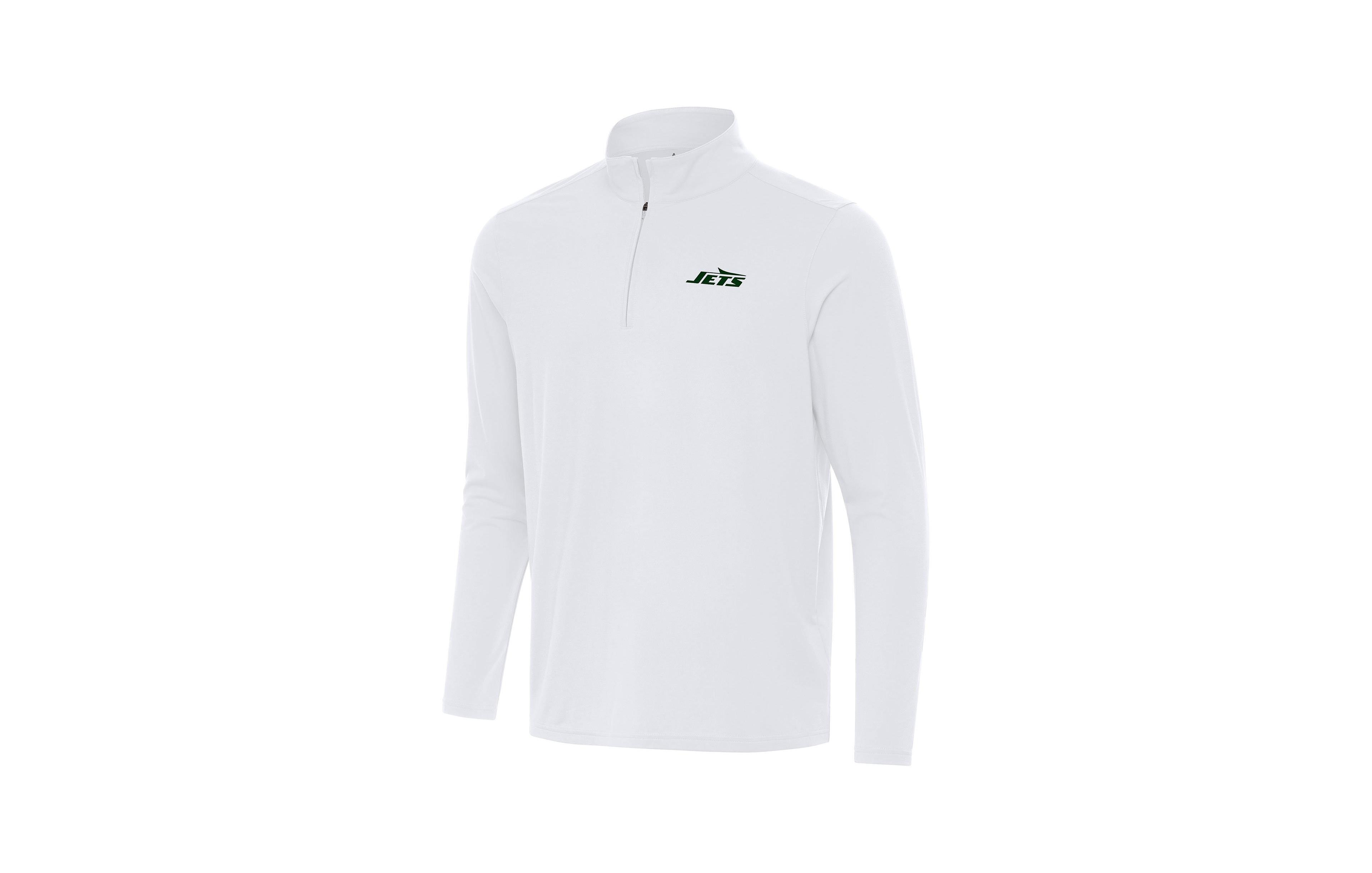 Antigua Men's White New York Jets Intent Quarter-Zip Pullover Jacket