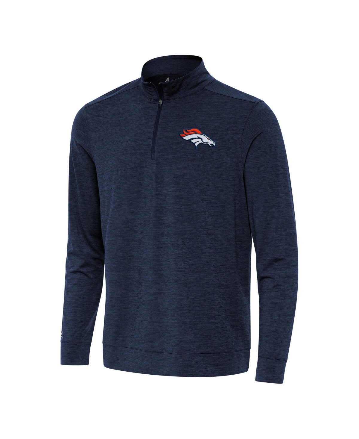 Antigua Men's Heather Navy Denver Broncos Bright Quarter-Zip Jacket - Heather Navy