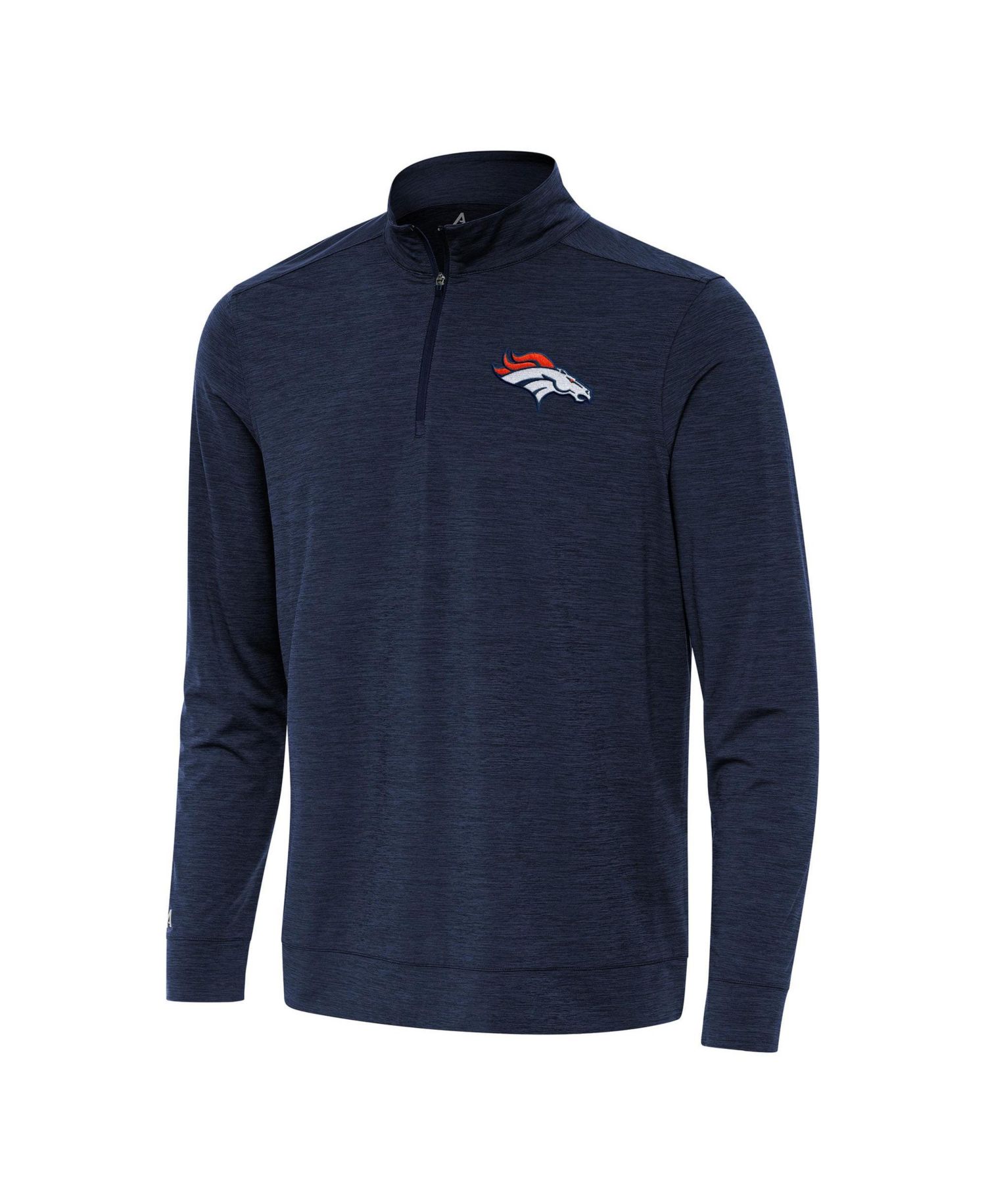 Men's Heather Navy Denver Broncos Bright Quarter-Zip Jacket