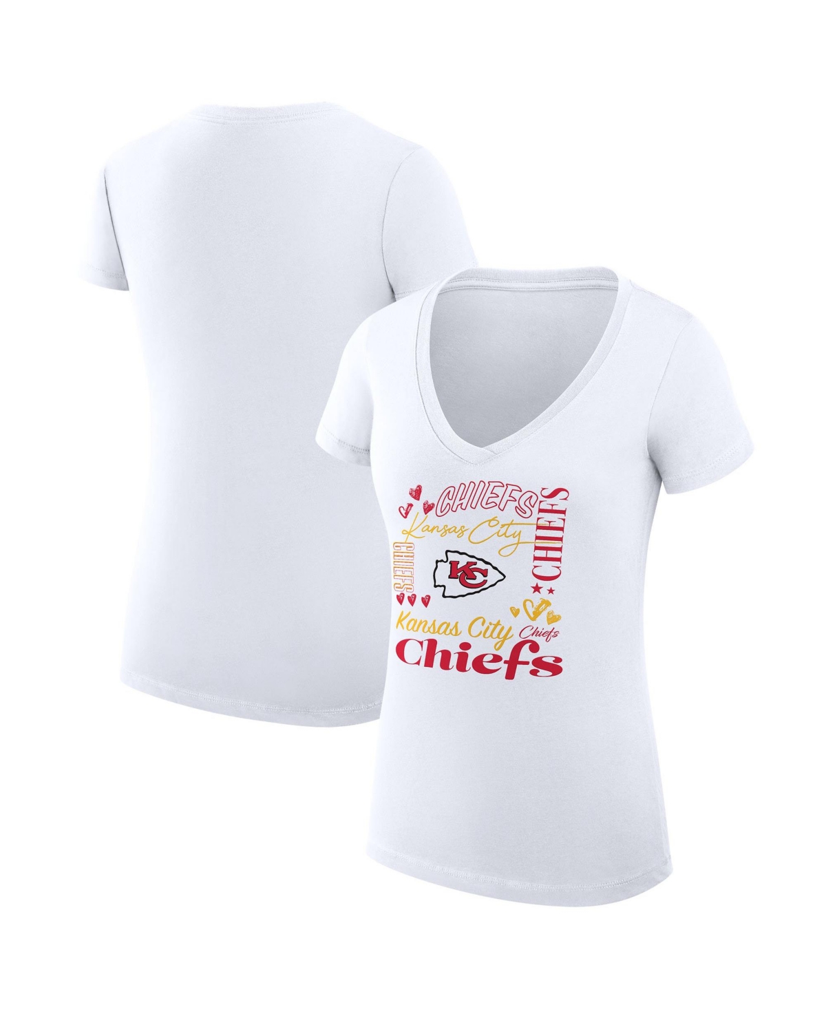 G-iii 4Her by Carl Banks Women's Kansas City Chiefs Super-Slim Fit V-Neck Short-Sleeve T-Shirt