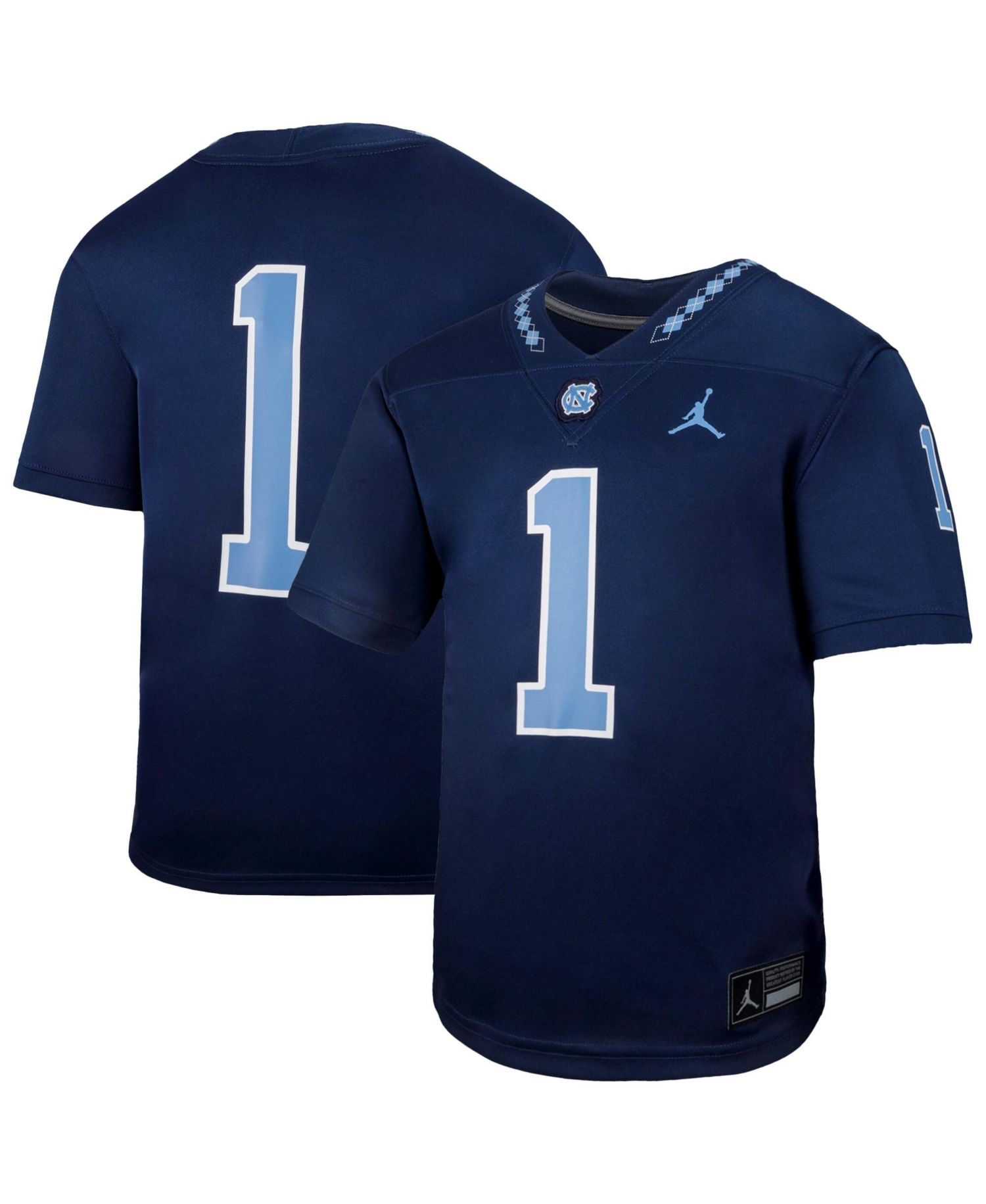 Boys' and Girls' 4-20 North Carolina Tar Heels 1 Alternate V-Neck Short-Sleeve Football Game Jersey
