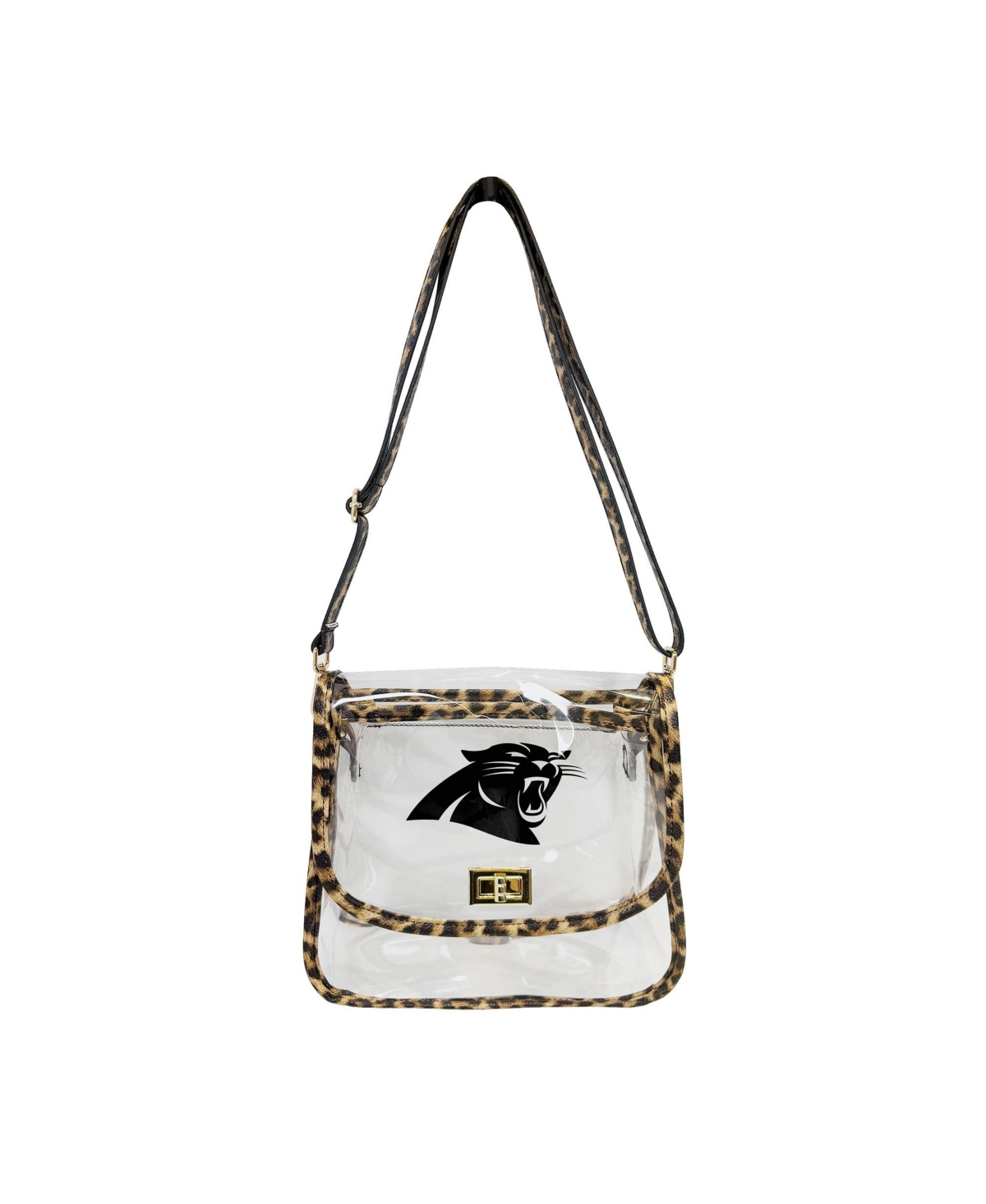 Logo Brands Carolina Panthers Leopard Print Trim Clear Purse