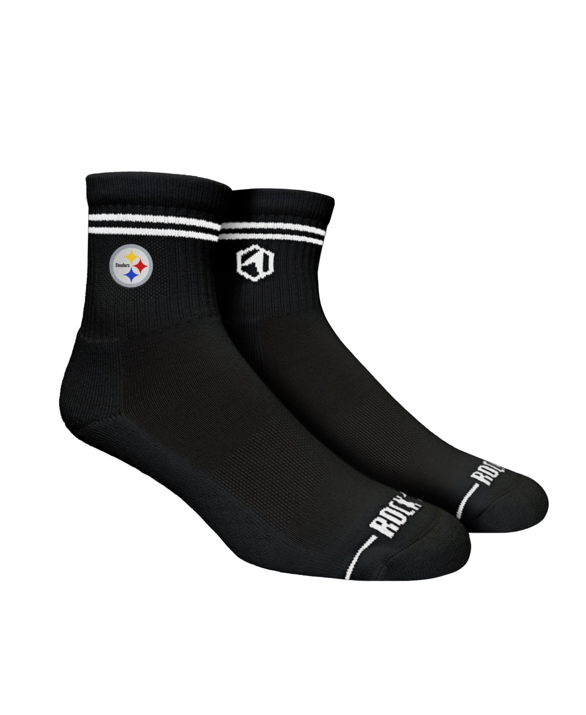 Rock Em Socks Men's and Women's Pittsburgh Steelers Stripe Quarter-Length Socks - Black