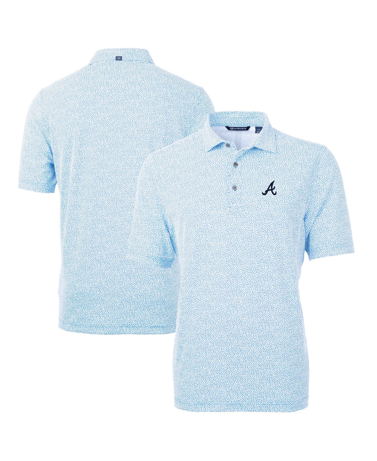Cutter & Buck Men's Light Blue Atlanta Braves Virtue Eco Pique Botanical Print Polo Shirt - Light Blue
